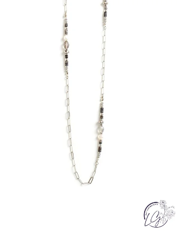 choker necklaces for women -Long Crystal and Pearl Accented Necklace