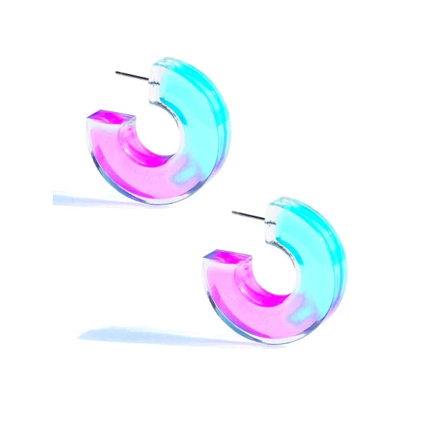 clip-on earrings for women -Chunky Lucite Hoop Earring