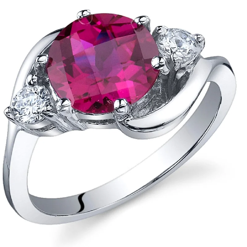 fashion wedding rings -Sterling Silver 2.25 ct Created Ruby Birthstone Ring