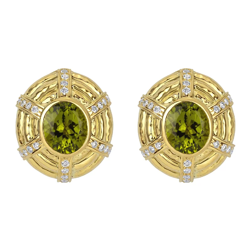 stud earrings for women -Earrings- Peridot And Diamond