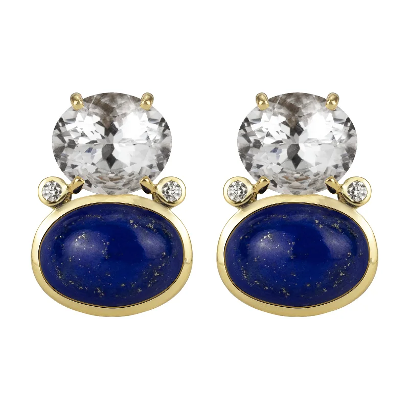 chunky earrings for women -Earrings - Crystal, Lapis Lazuli And Diamond