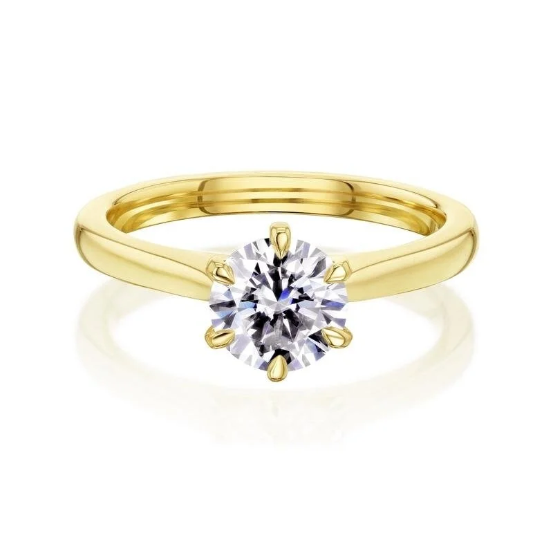 wedding sets with rings -Annello by Kobelli 14k Gold Round Moissanite 6-Prong Ring (HI/VS)