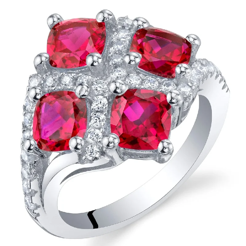 solitaire rings for women -Sterling Silver 2.5 ct Created Ruby Birthstone Ring