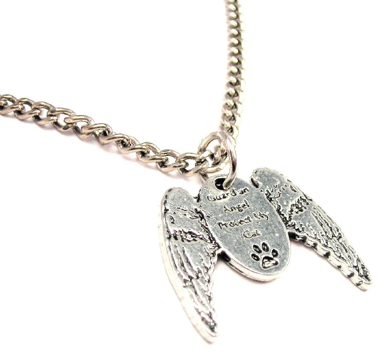 gemstone necklaces for women -Guardian Angel Protect My Cat Single Charm Necklace