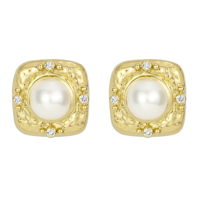 chic gold earrings for women -Earrings - South Sea Pearl And Diamond