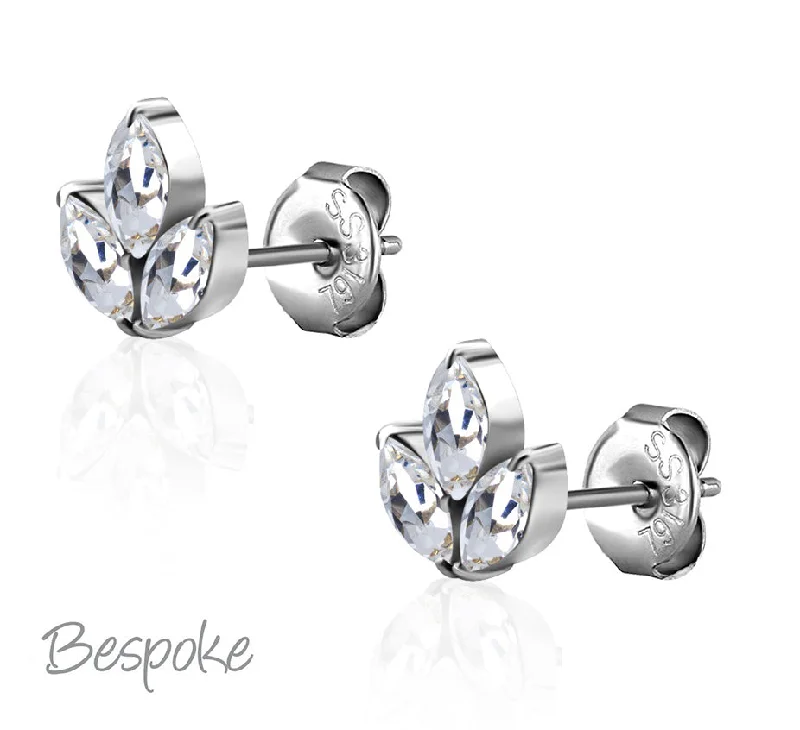 gemstone stud earrings -Bespoke Earring 0.8mm Steel Marquise - Pair