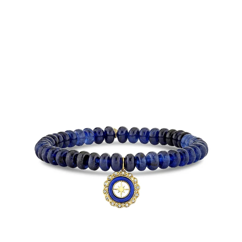 turquoise bangles for women -Gold, Diamond & Lapis Small Starburst Stone Charm on Blue Sapphire