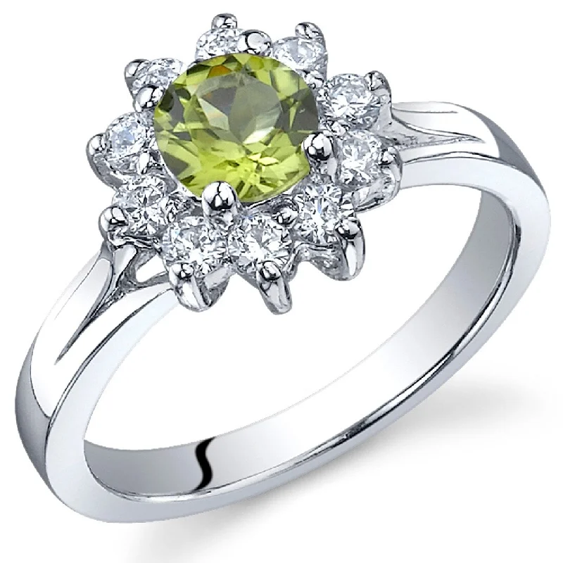 custom wedding rings -Sterling Silver 0.5 ct Peridot Floral Ring