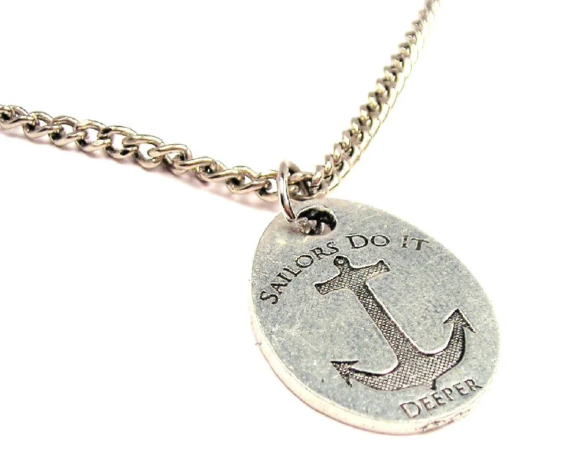 zodiac necklaces for women -Sailors Do It Deeper Single Charm Necklace