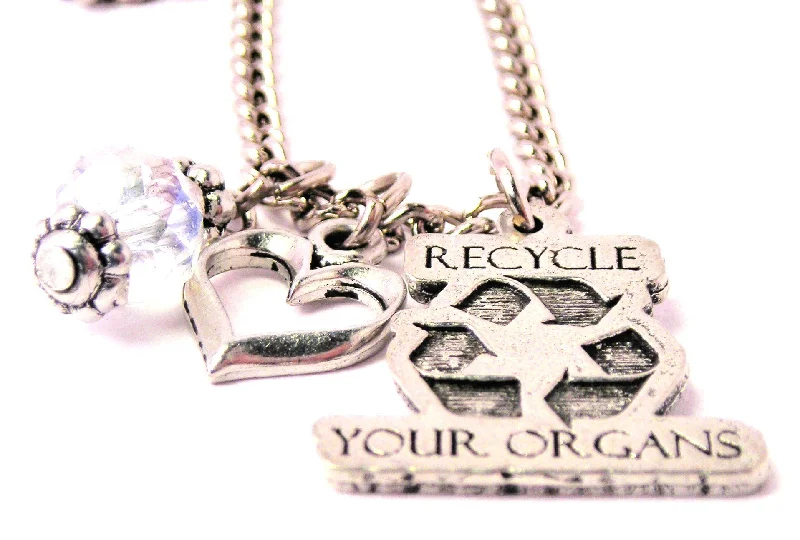 birthday gift necklaces for women -Recycle Your Organs Necklace with Small Heart