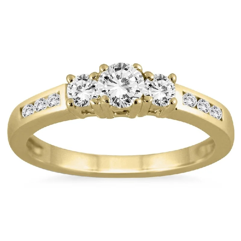 elegant diamond rings for women -1/2 Carat TW Diamond Three Stone Ring in 10K Yellow Gold (K-L Color, I2-I3 Clarity)