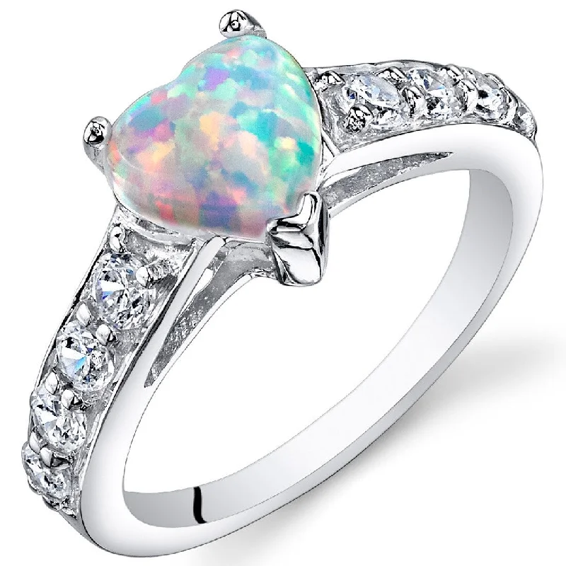 luxury diamond wedding rings -Sterling Silver 1 ct White Opal Promise Ring