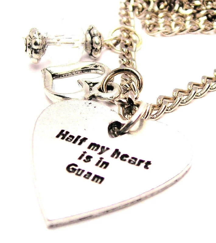 heart-shaped necklaces for women -Half My Heart Is In Guam Necklace with Small Heart