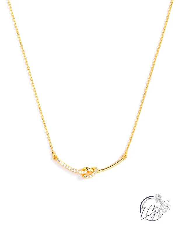 women's gold necklaces -Pave Knot Necklace