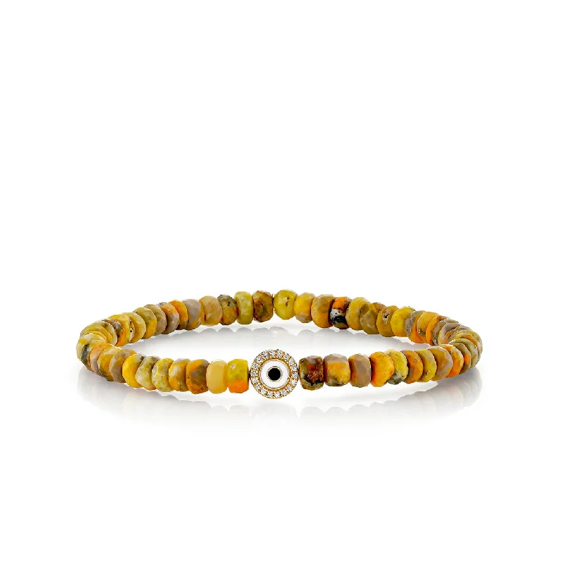 romantic bracelets for her -Gold & Diamond Eye on Bumble Bee Jasper