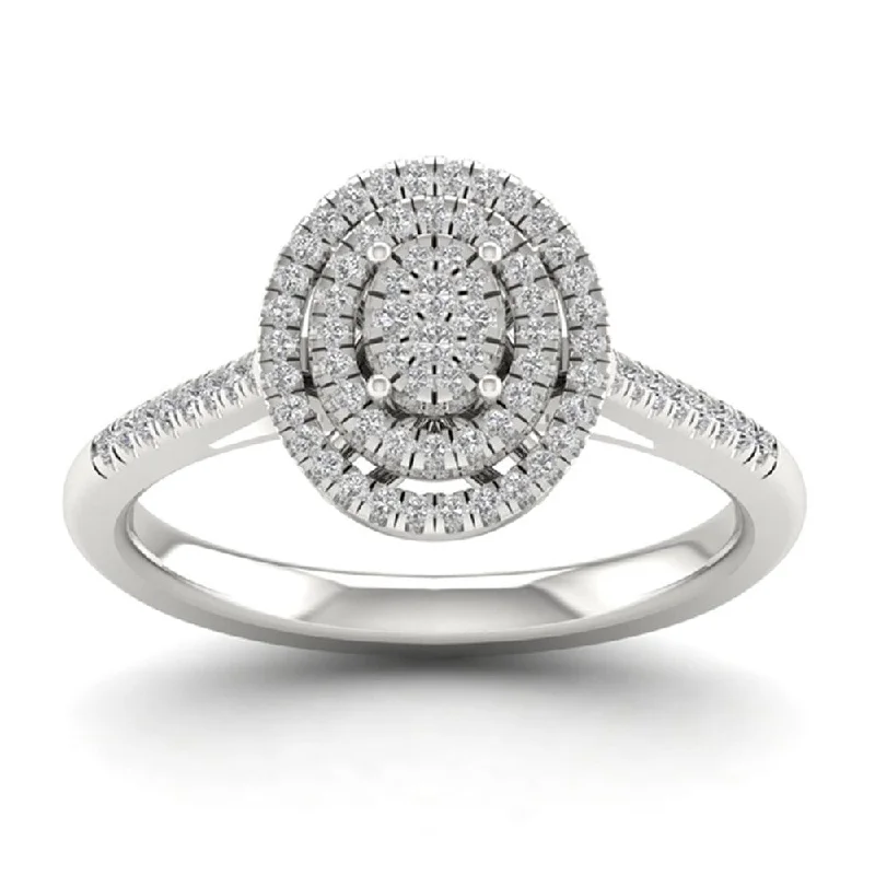 unique engagement rings for women -De Couer 10k White Gold 1/4ct TDW Diamond Cluster Ring