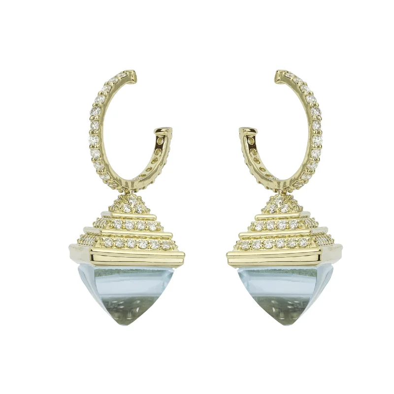 diamond drop earrings for women -Earrings - Blue Topaz And Diamond