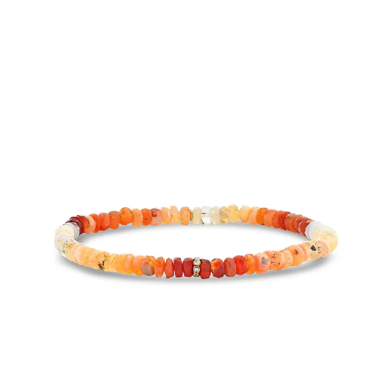 bracelet sets for women -Gold & Diamond Rondelle on Fire Opal