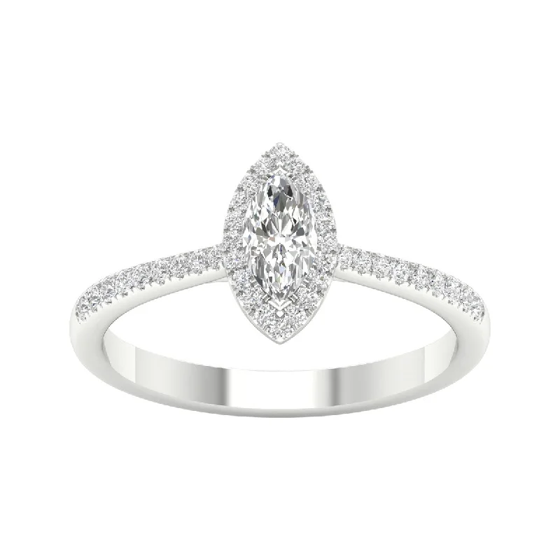 unique diamond rings for women -1/2ct TDW Diamond Halo Ring in 10k Gold by De Couer