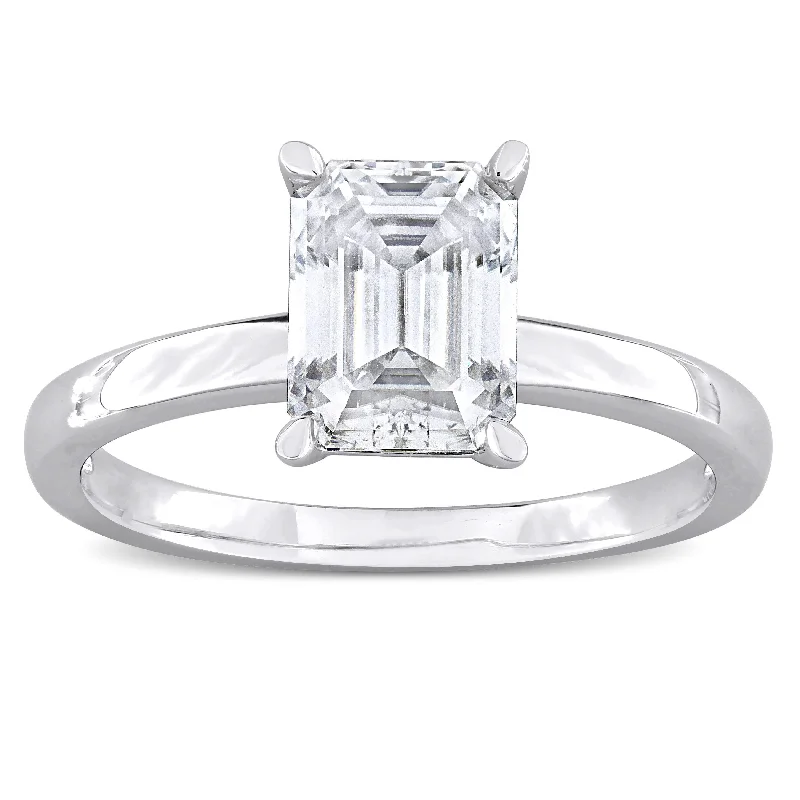 engagement rings for women -Miadora 1 3/4ct DEW Octagon-cut Created Moissanite Solitaire Ring in Sterling Silver