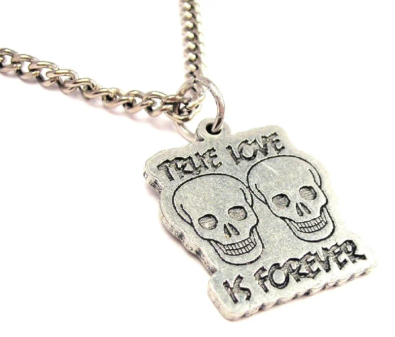 statement necklaces for women -True Love Is Forever Skulls Single Charm Necklace