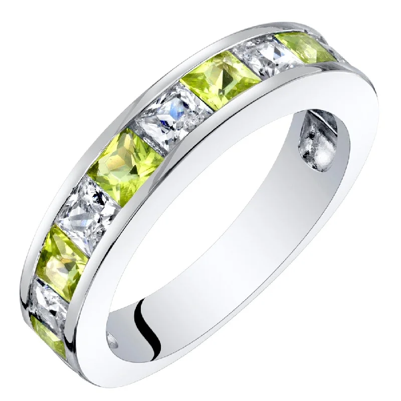 vintage engagement rings -Sterling Silver 1 ct Peridot Birthstone Ring