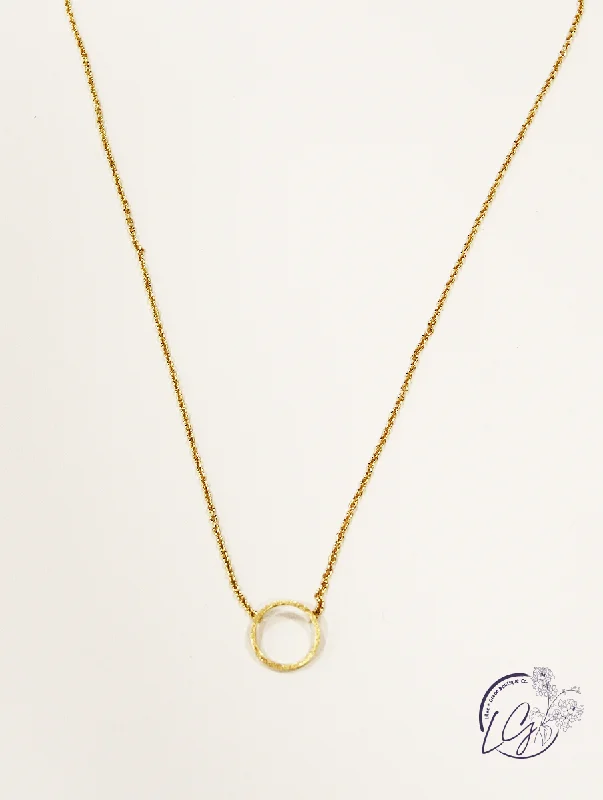 gold plated necklaces for women -Small Brushed Open Circle Necklace