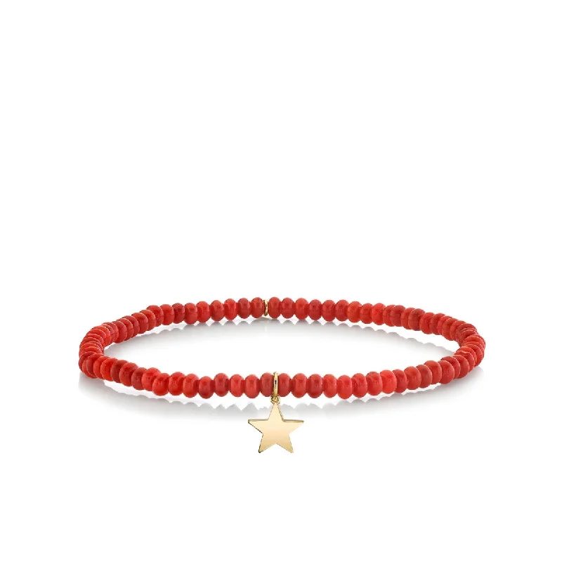 eco-friendly bracelets for women -Pure Gold Tiny Star on Red Sea Bamboo