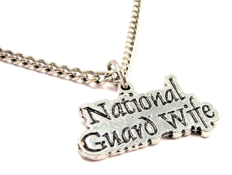 custom engraved necklaces -National Guard Wife Single Charm Necklace