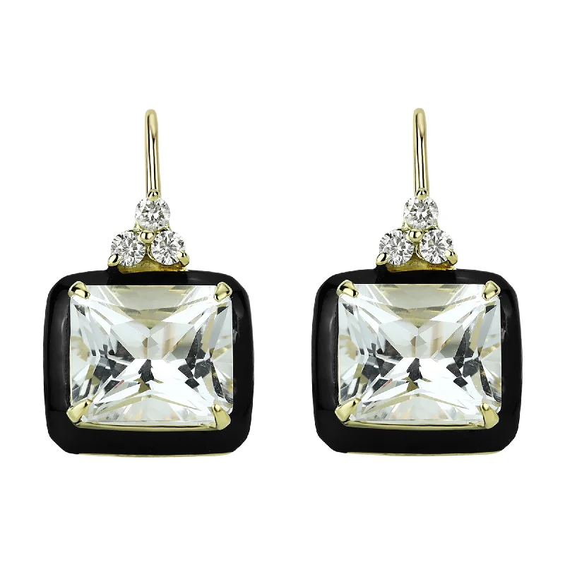 antique drop earrings for women -Earrings - Crystal And Diamond (enamel)