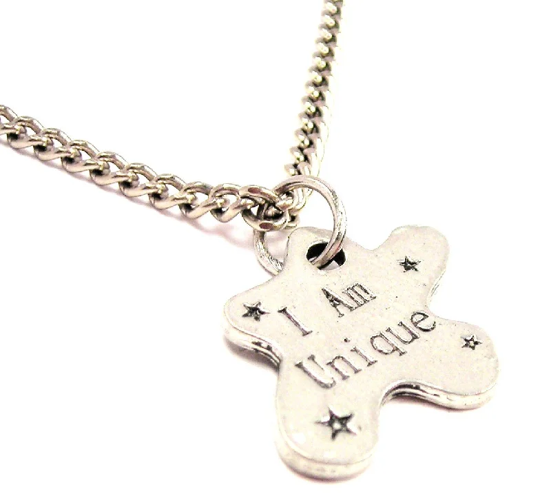 custom engraved necklaces -I Am Unique Single Charm Necklace