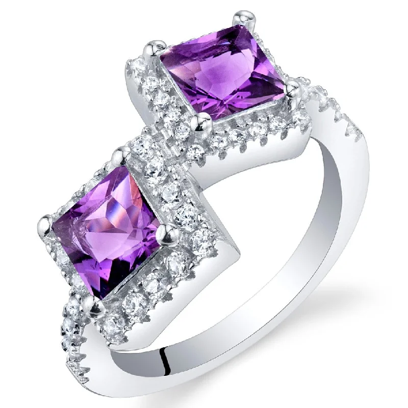 eternity rings with diamonds -Sterling Silver 1 ct Amethyst Birthstone Ring