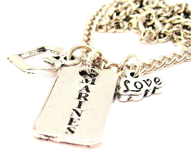 silver chain necklaces for women -Marines Long Tab Little Love Necklace