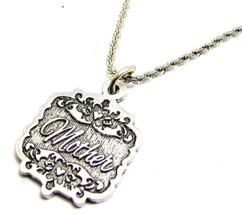 fashion choker necklaces -Mother Victorian Scroll Single Charm Necklace