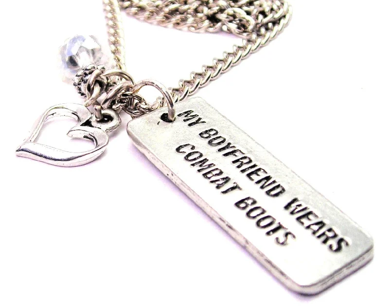 trendy pendant necklaces for women -My Boyfriend Wears Combat Boots Necklace with Small Heart