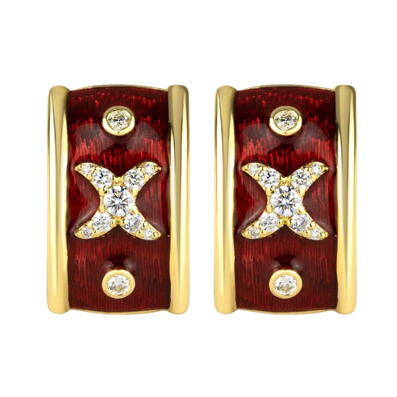 casual earrings for women -Earrings - Diamond (enamel)