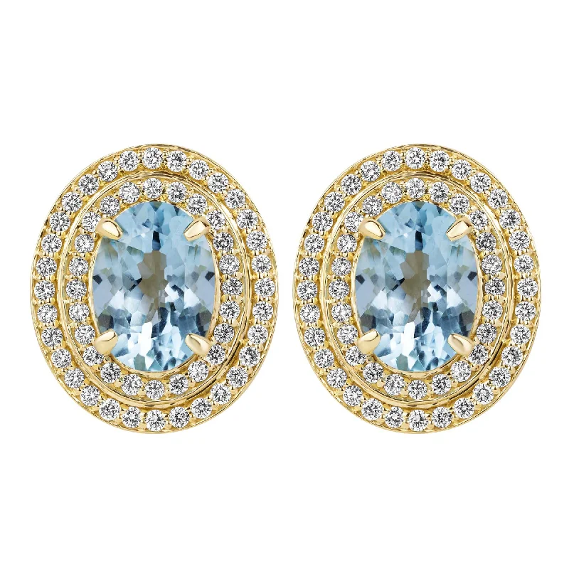 casual earrings for women -Earrings - Blue Topaz And Diamond