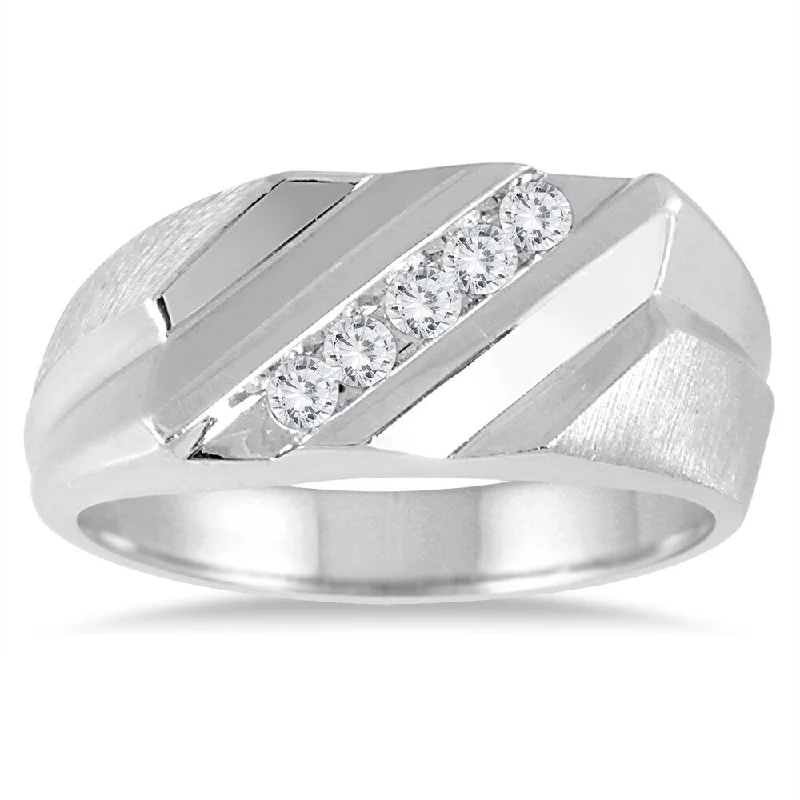 vintage diamond rings -1/4 Carat TW Diamond Men's Ring in 10K White Gold