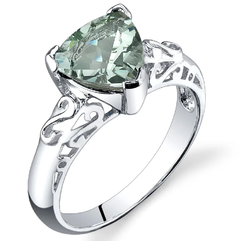 vintage solitaire rings -Sterling Silver 2.5 ct Green Amethyst Solitaire Ring