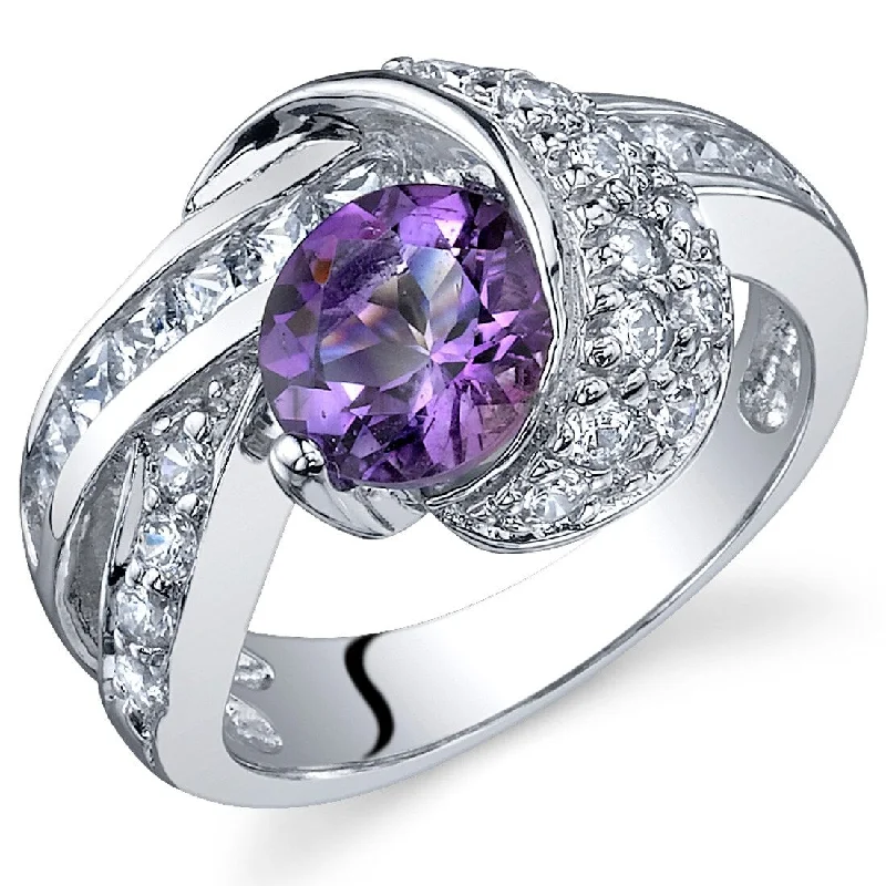 custom wedding rings -Sterling Silver 1.25 ct Amethyst Birthstone Ring