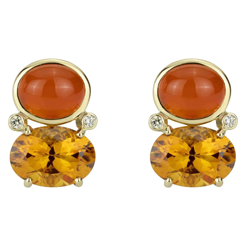 luxury diamond earrings for women -Earrings - Citrine , Cornellian And Diamond