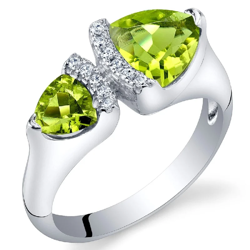 adjustable rings for women -Sterling Silver 1.5 ct Peridot Birthstone Ring