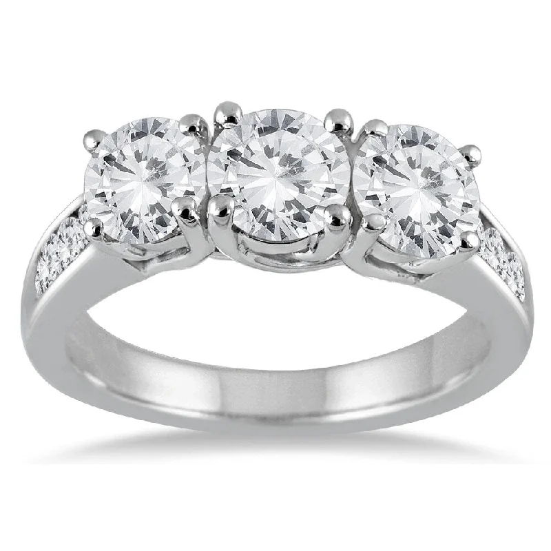 engagement rings with diamonds -3 Carat TW Diamond Three Stone Ring in 14K White Gold