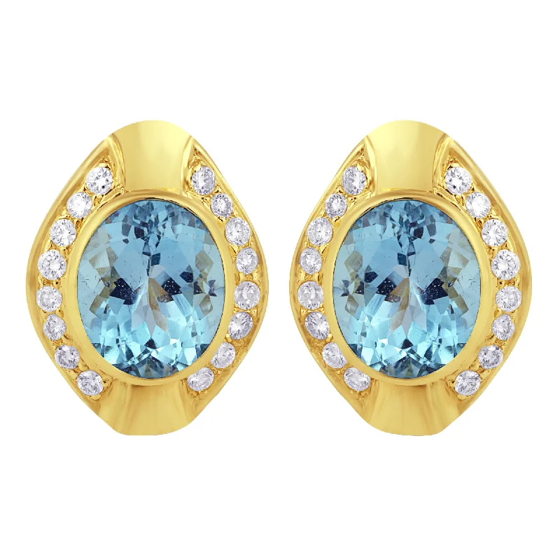 simple earrings for women -Earrings- Blue Topaz And Diamond