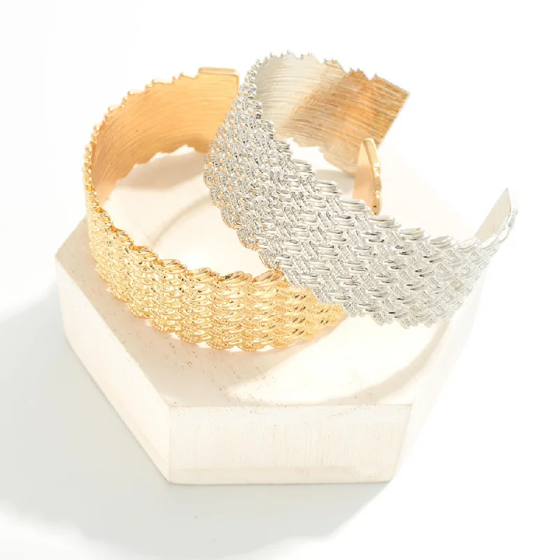 fashion bangles for weddings -Basket Weave Cuff