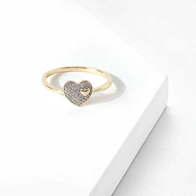 eternity rings with diamonds -De Couer 10k Gold 1/10ct TDW Diamond Fashion Heart Ring