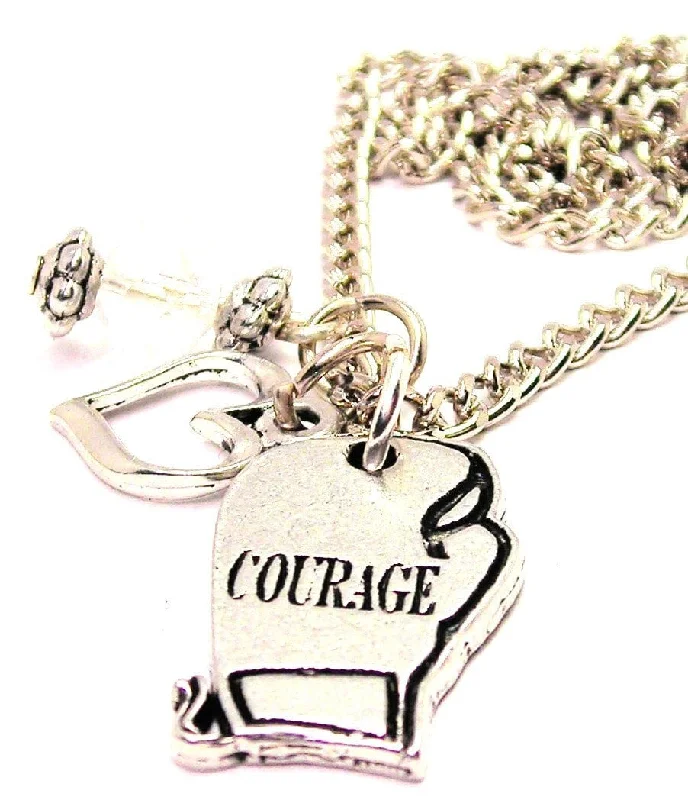 women's gold necklaces -Courage Boxing Glove Necklace with Small Heart