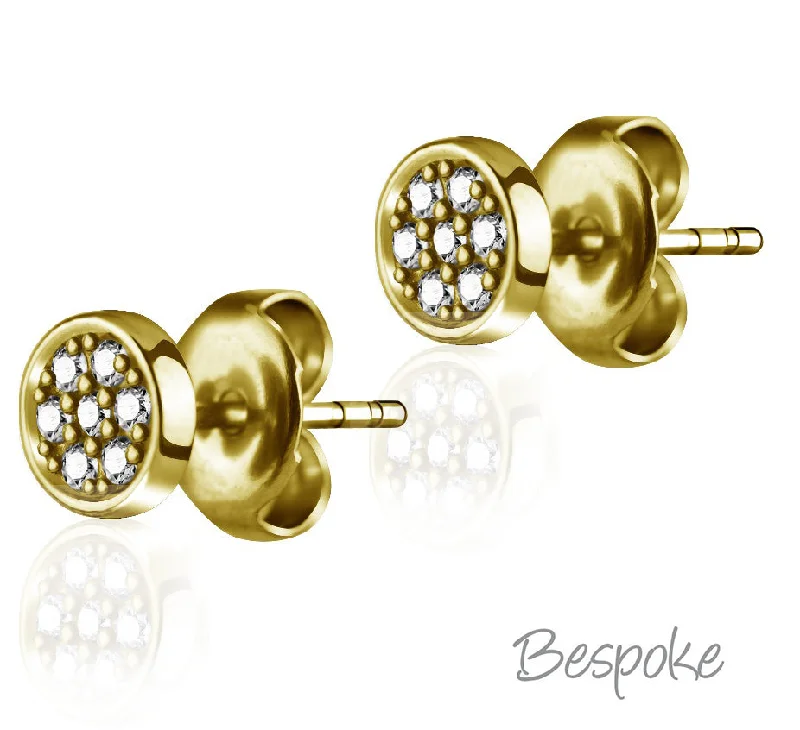 big stud earrings for women -Bespoke Earring Round Jewels Gold 0.8mm - Pair