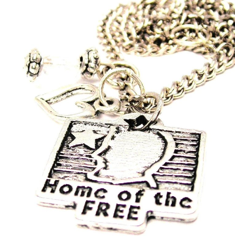 personalized zodiac necklaces -Home Of The Free Necklace with Small Heart