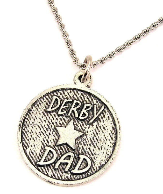 delicate pearl necklaces for women -Derby Dad Single Charm Necklace